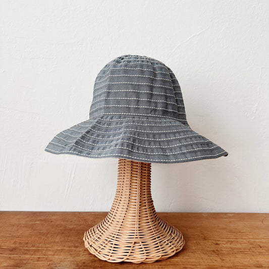 Sage Ribbon Hat with White Stitch Detail