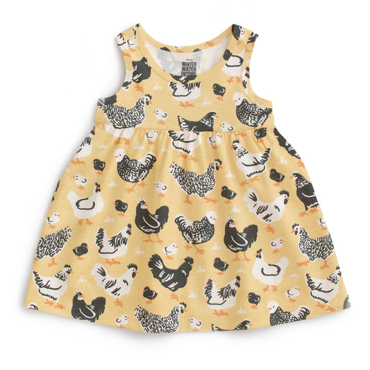 Alna Baby Dress in Chicken Family Yellow