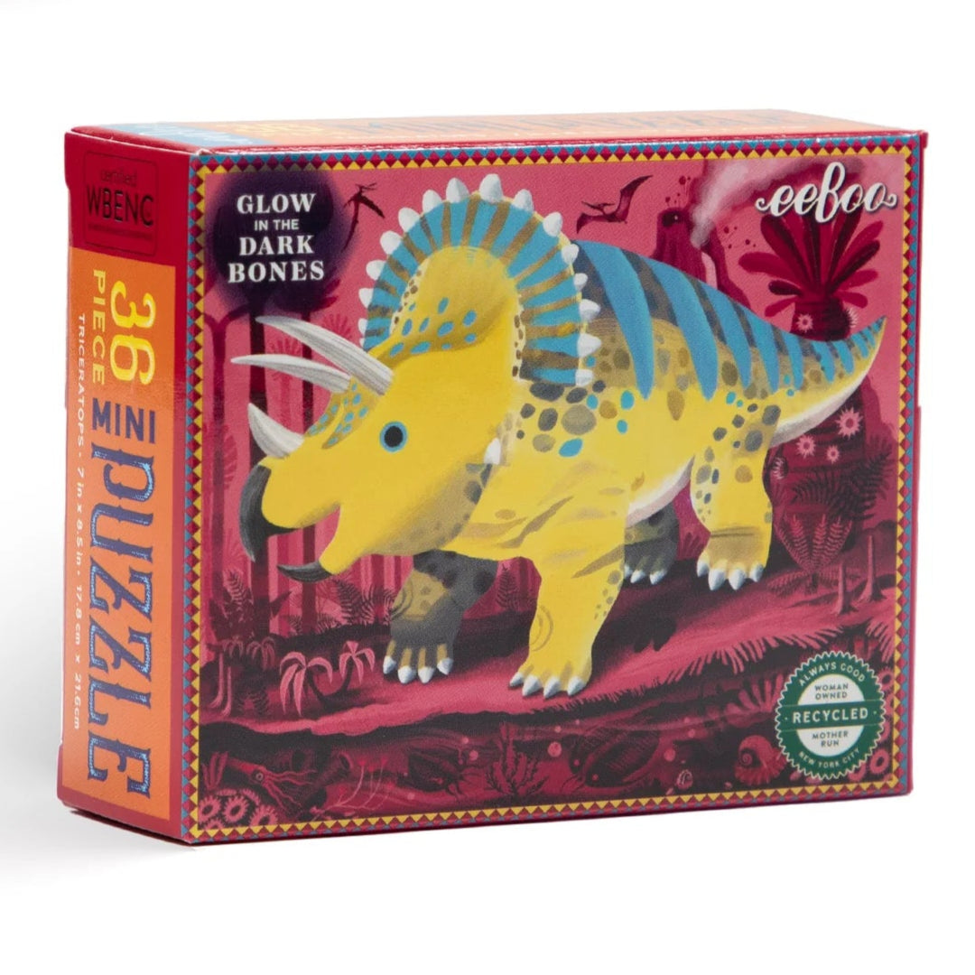 Eeboo | Mini Glow in the Dark Dinosaur 36 Piece Puzzles