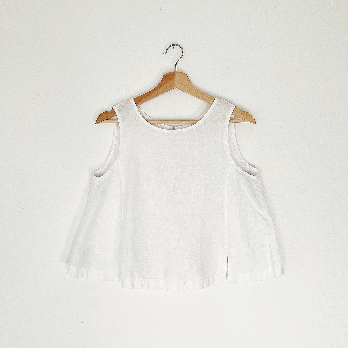 Button Back Tank in White