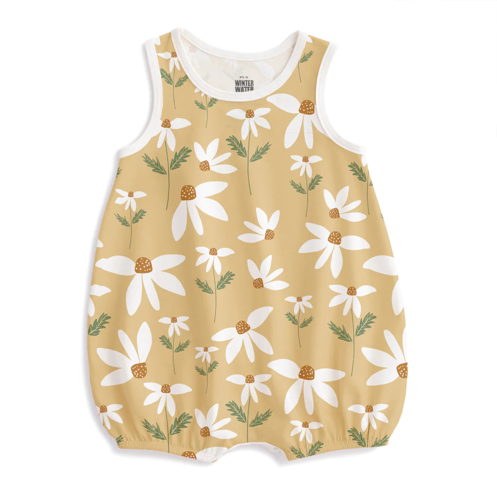 Winter Water Factory | Bubble Romper in Yellow Daisies Print