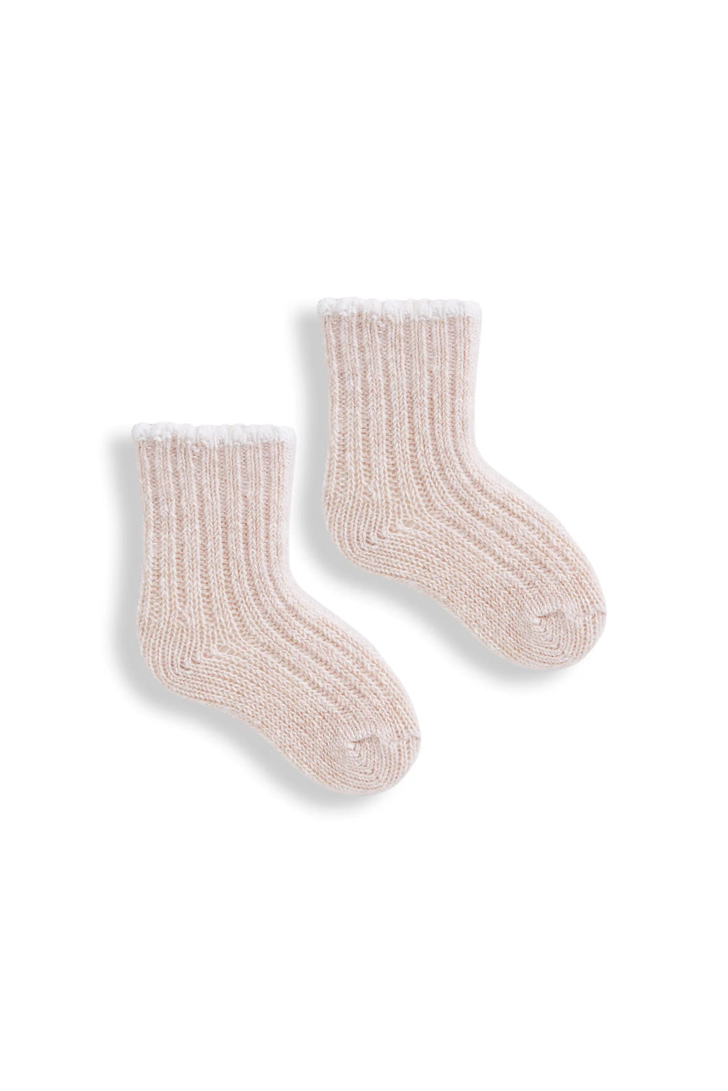 Lisa b. | Baby Tipped Rib Wool Cashmere Sock in Creme