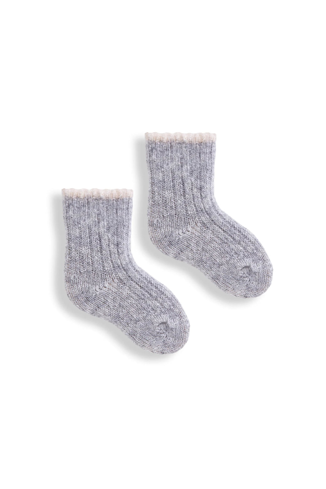 Lisa b. | Baby Tipped Rib Wool Cashmere Sock in Light Grey Heather
