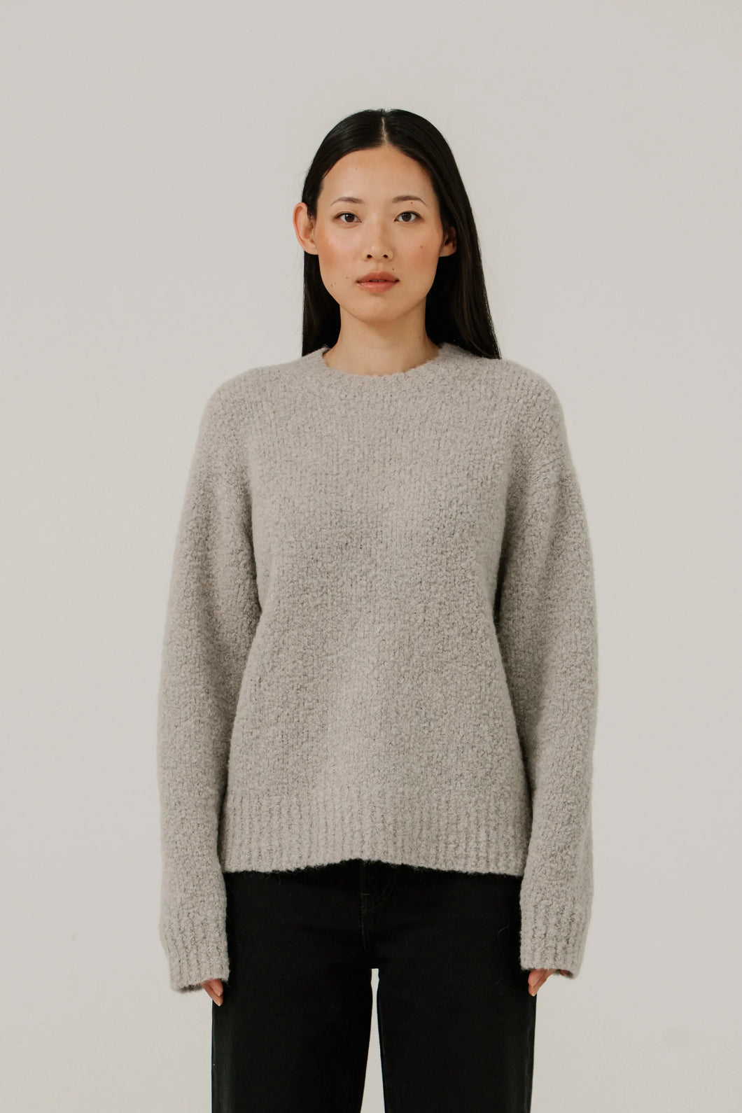 Bare Knitwear | Colette Boucle Crewneck in Mushroom