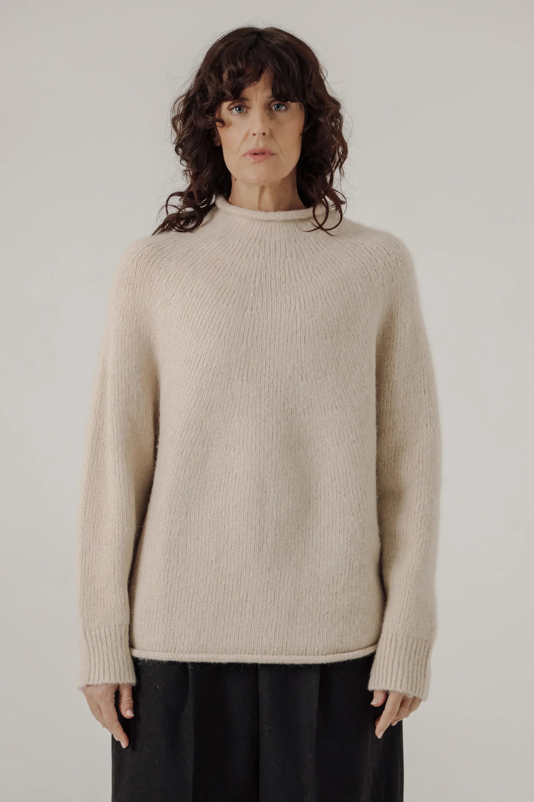 Bare Knitwear | Handloom Rollneck Sweater in Cream