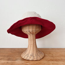Load image into Gallery viewer, Cotton &amp; Linen Wide Brim Hat in Reversible Red
