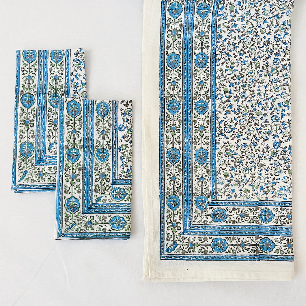 Blockprint Tablecloth | Blue Cornwall
