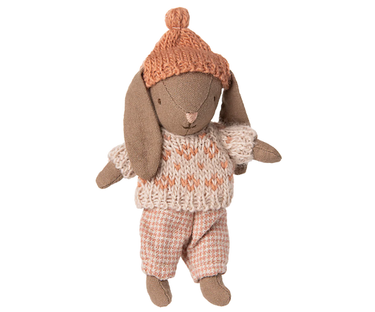 Maileg | Brown Micro Winter Bunny in Rose