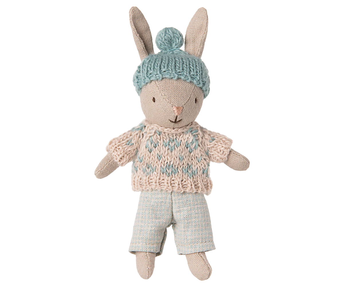 Maileg | Sand Micro Winter Bunny in Mint