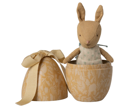 Small Easter Egg with Micro Rabbit in Cream Yellow