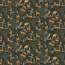 Load image into Gallery viewer, Winter Water Factory | Footed Romper in Deer &amp; Foxes Dark Green
