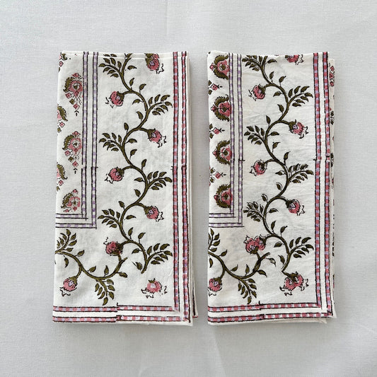 Blockprint Napkin Set/4 | Kiran Sea Pink