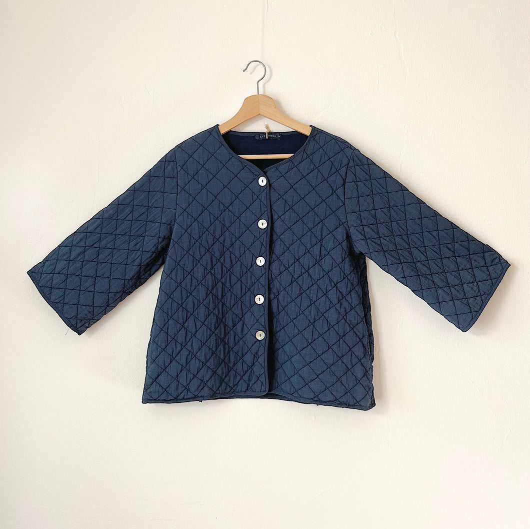Cut Loose | 3/4 Sleeve Quilted Jacket in Ink Jet