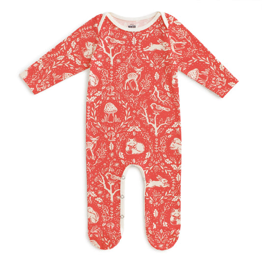 Winter Water Factory | Footed Romper in Animal Tapestry Red