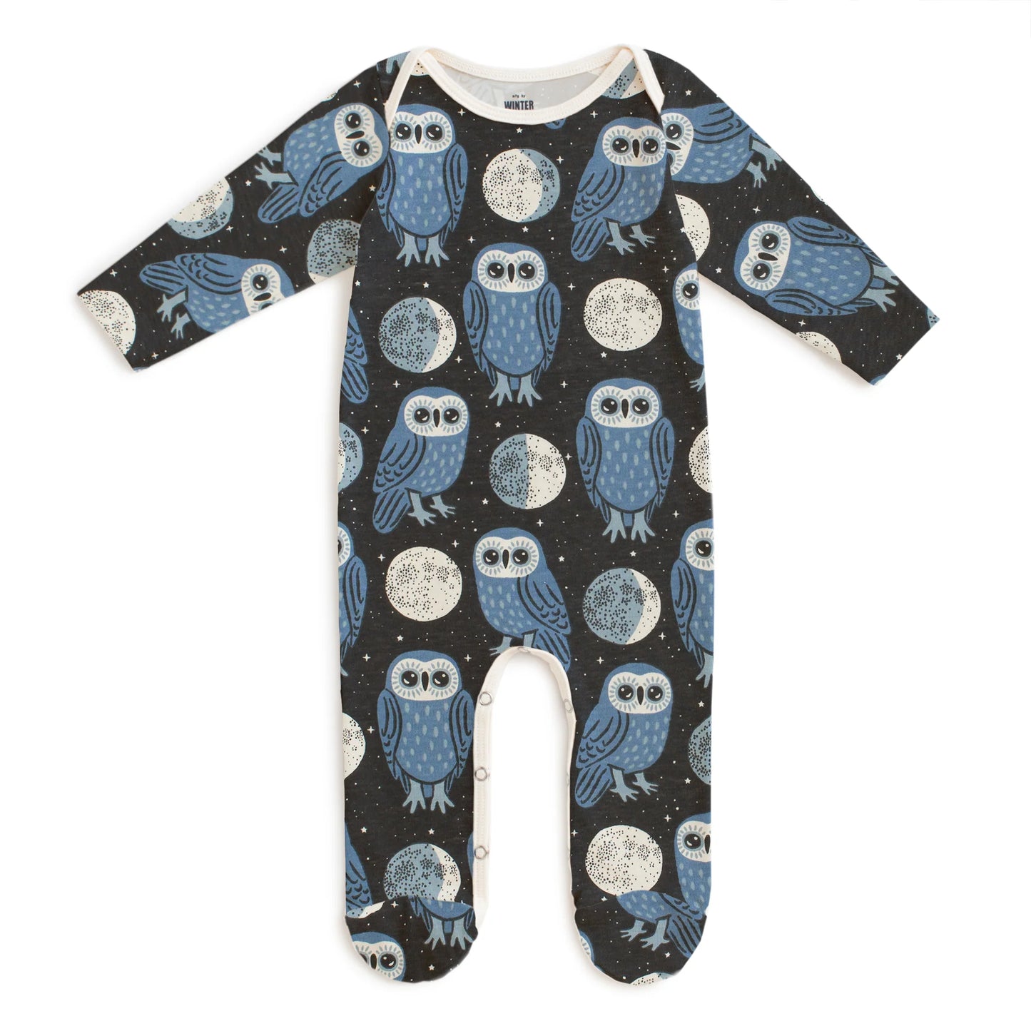 Winter Water Factory | Footed Romper in Midnight Owls