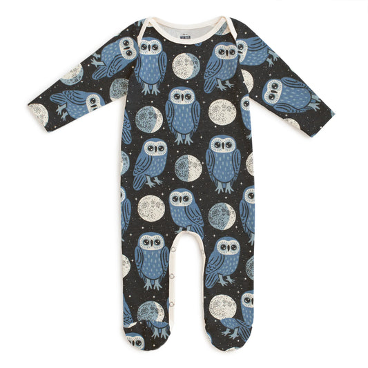 Winter Water Factory | Footed Romper in Midnight Owls