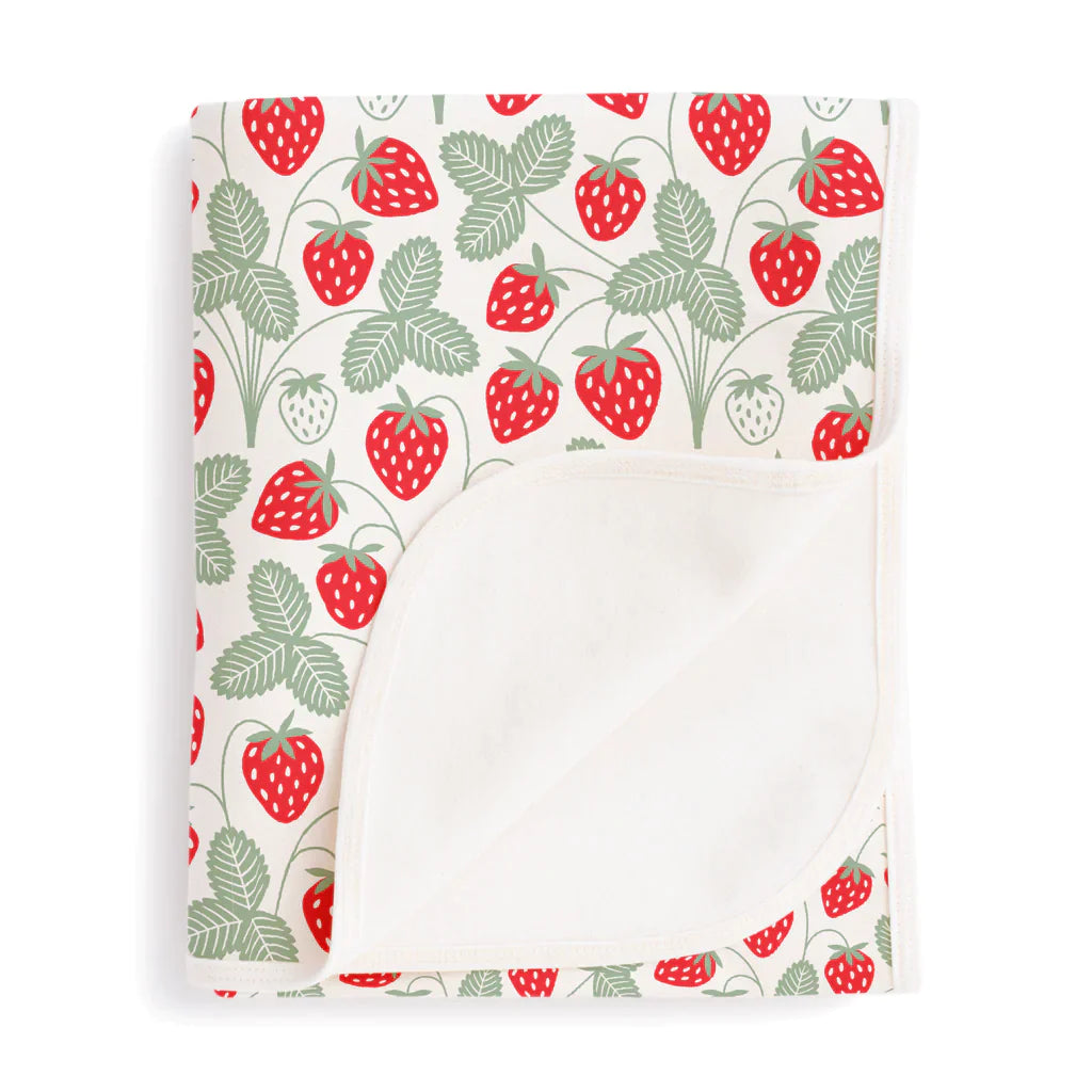 Winter Water Factory | French Terry Blanket in Strawberries Print