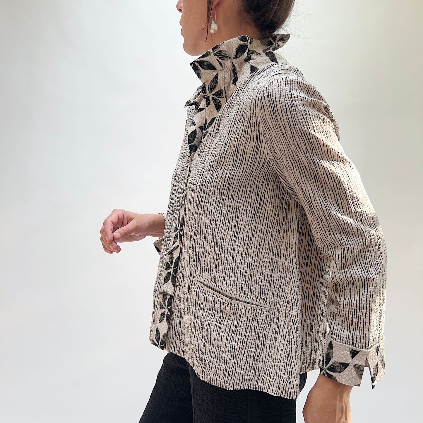 Crinkle Crepe Floral Luna Jacket in Willow