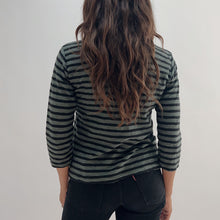 Load image into Gallery viewer, Cut Loose | 3/4 Sleeve Boatneck Linen Blend Top in Myrtle Stripe
