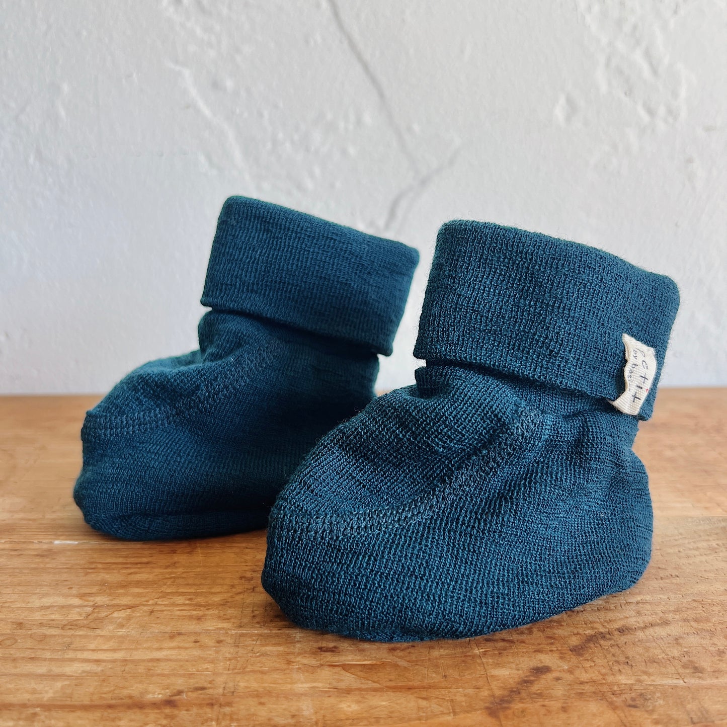 Merino Wool Footie in Petrol Blue