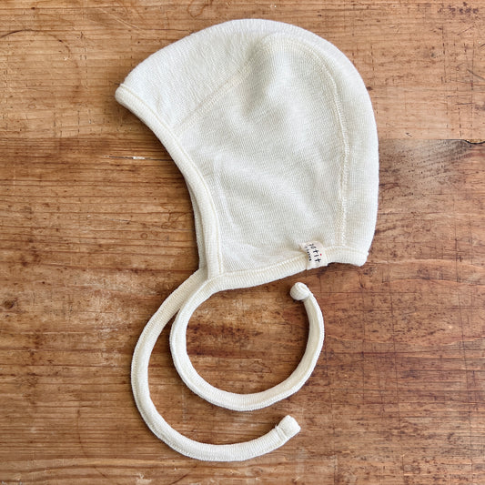 Merino Wool Pilot Cap in Raw White