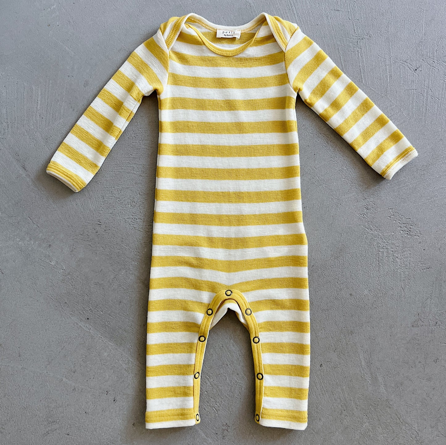 Merino Wool Playsuit in Raw White/Lemon Curry Stripe