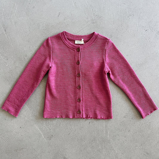 Merino Wool Cardigan in Camelia Melange