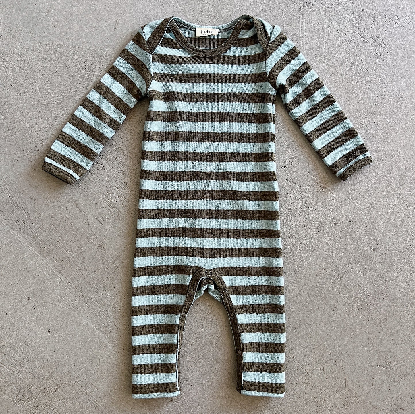 Merino Wool Playsuit in Sea Foam Green/Capers Melange Stripe