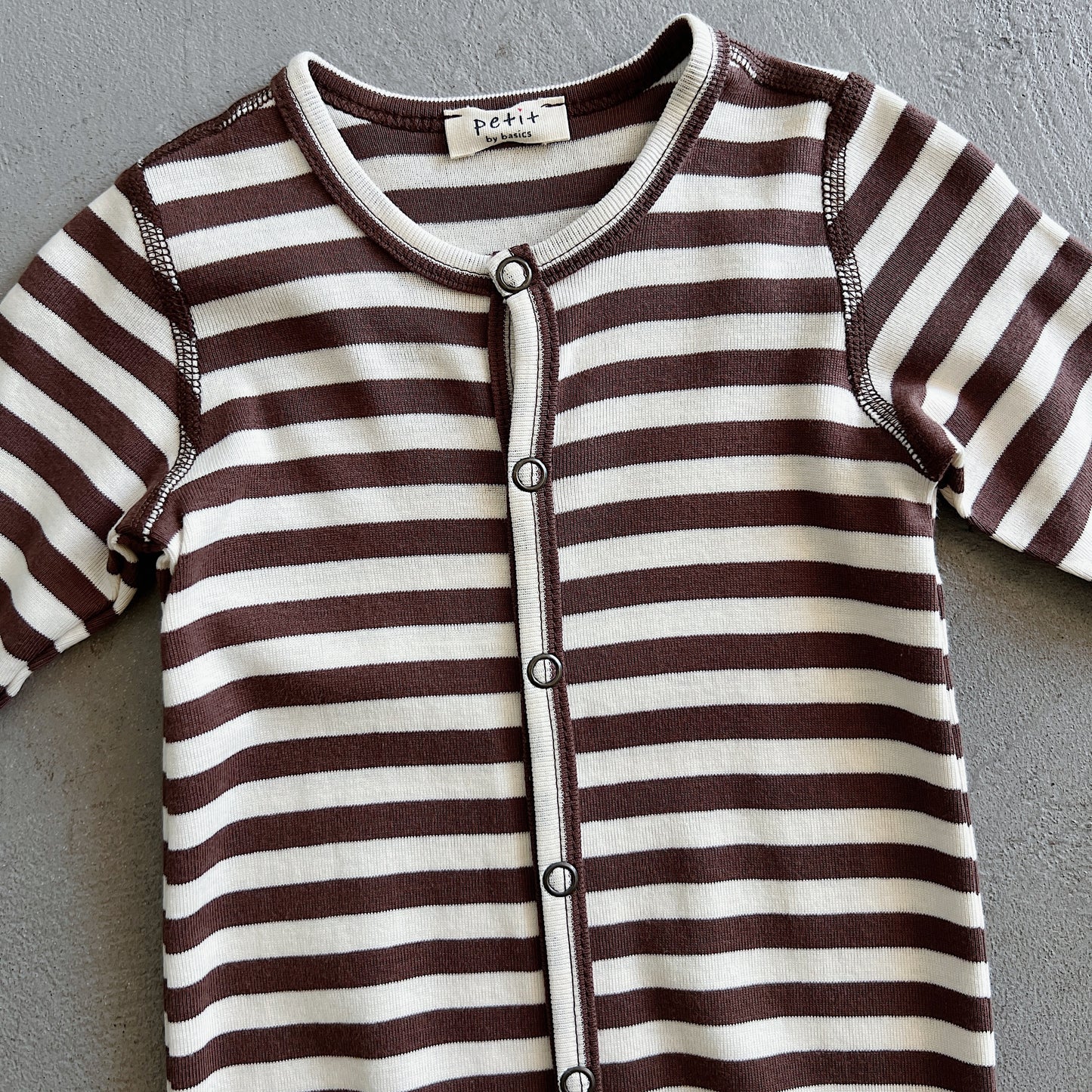Cotton Playsuit in Raw White/Chestnut Stripe