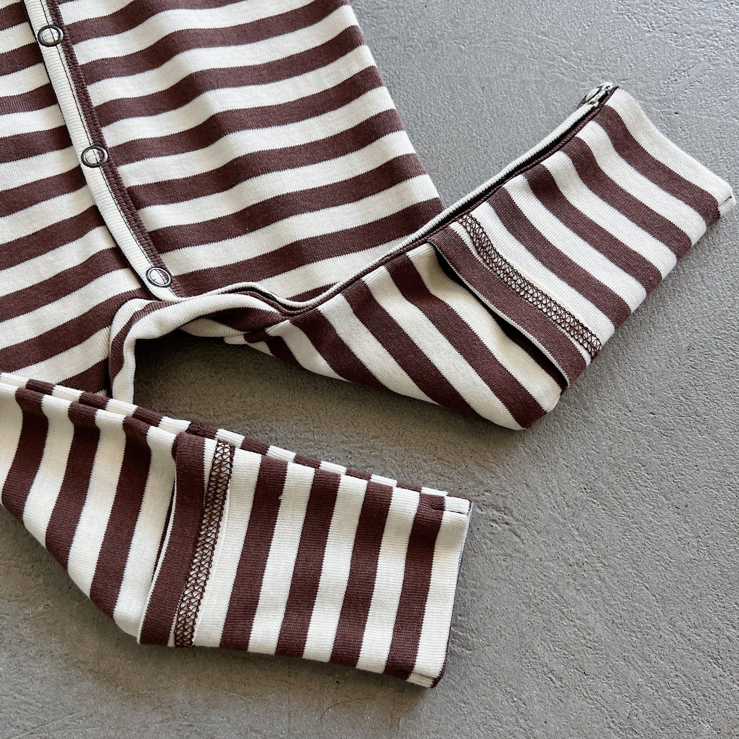 Cotton Playsuit in Raw White/Chestnut Stripe