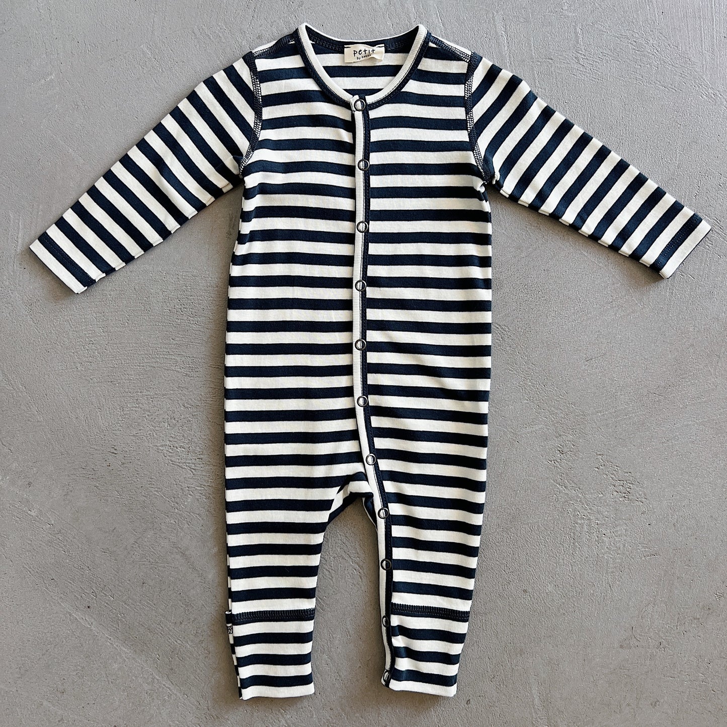 Cotton Playsuit in Raw White/Charcoal Stripe
