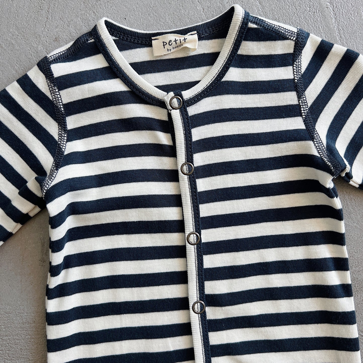 Cotton Playsuit in Raw White/Charcoal Stripe