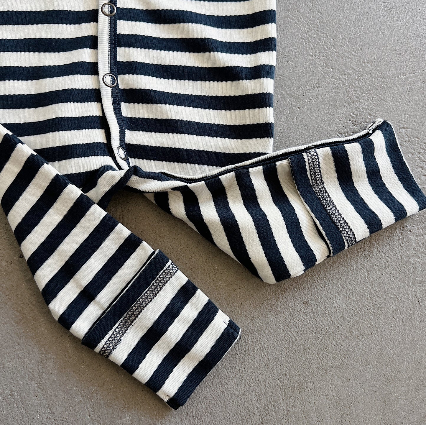 Cotton Playsuit in Raw White/Charcoal Stripe