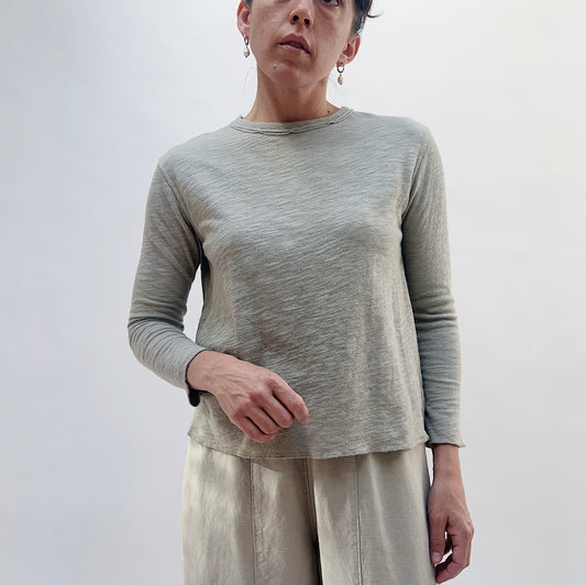 Crop Double Cotton Tee in Artichoke