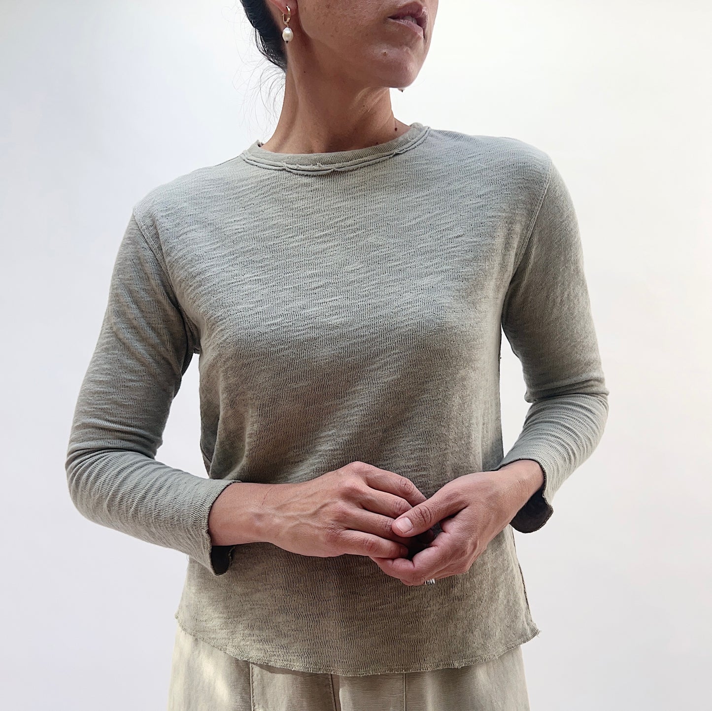 Crop Double Cotton Tee in Artichoke
