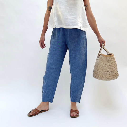 Seamed Taper Pant in Blue Melange