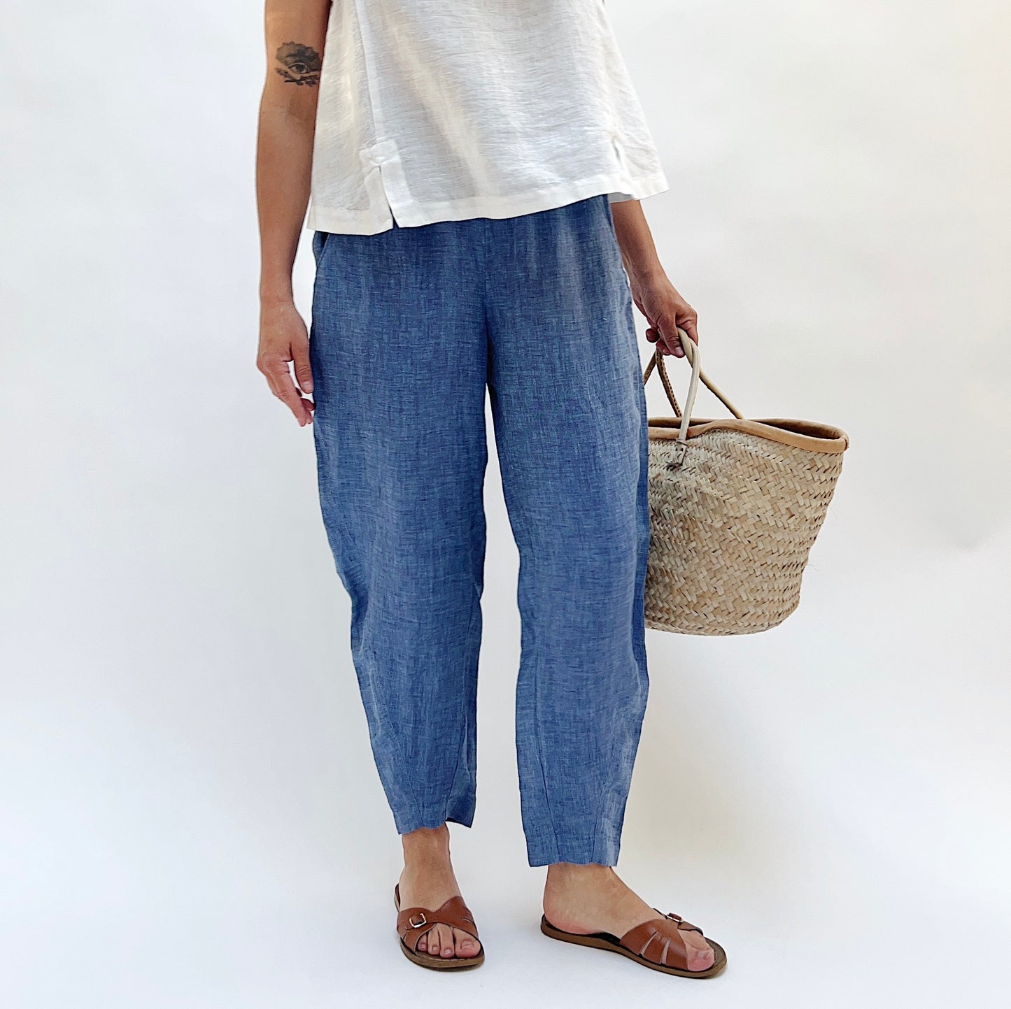 Seamed Taper Pant in Blue Melange
