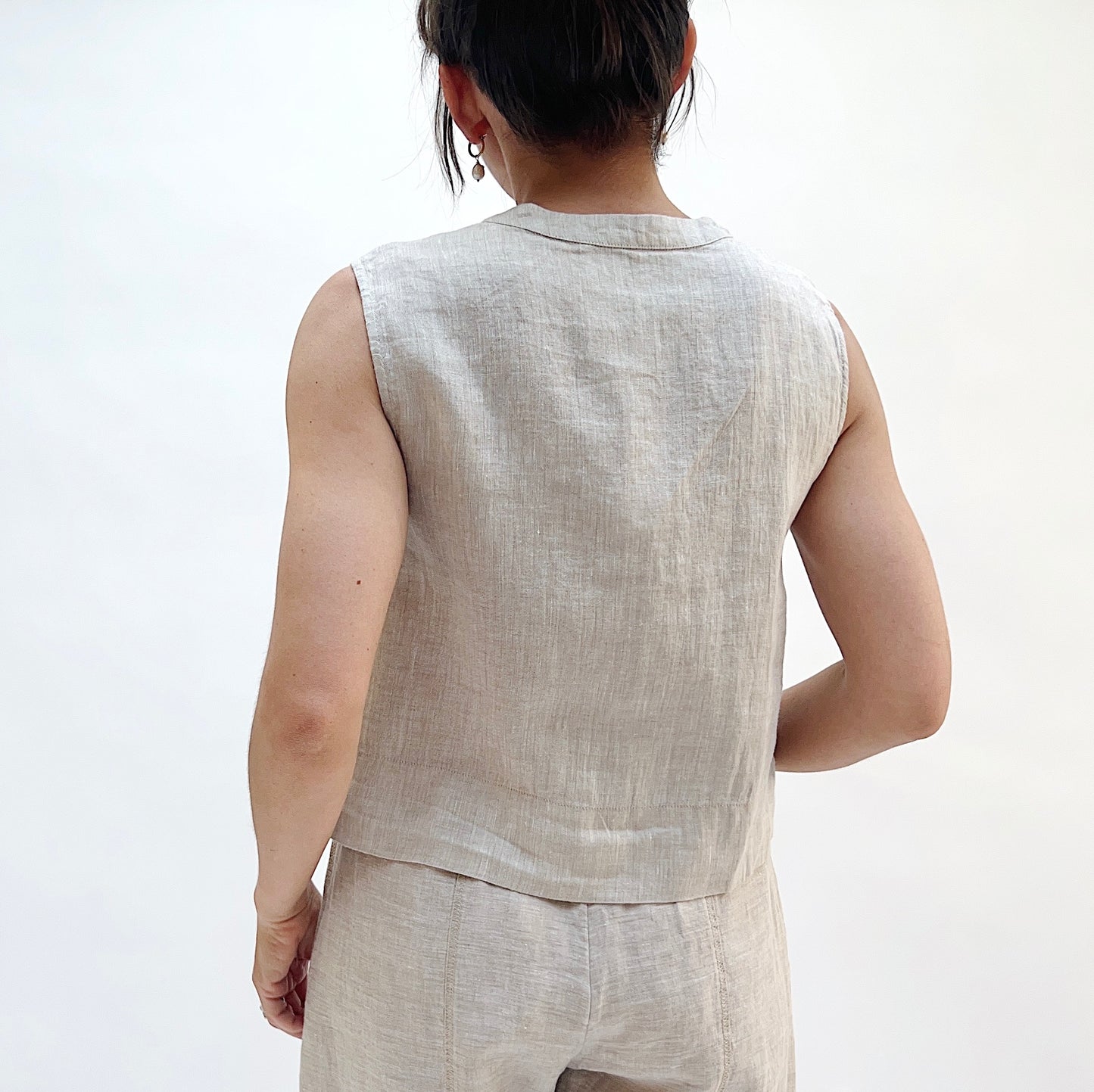 Button Front Tank in Oatmeal