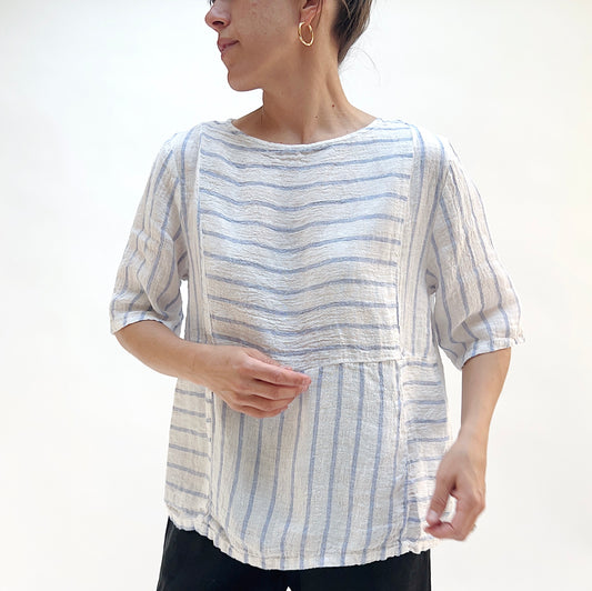 Seamed Boxy Striped Top in Laundered
