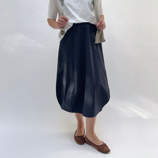 Rib Yoke Skirt in Black Pearl