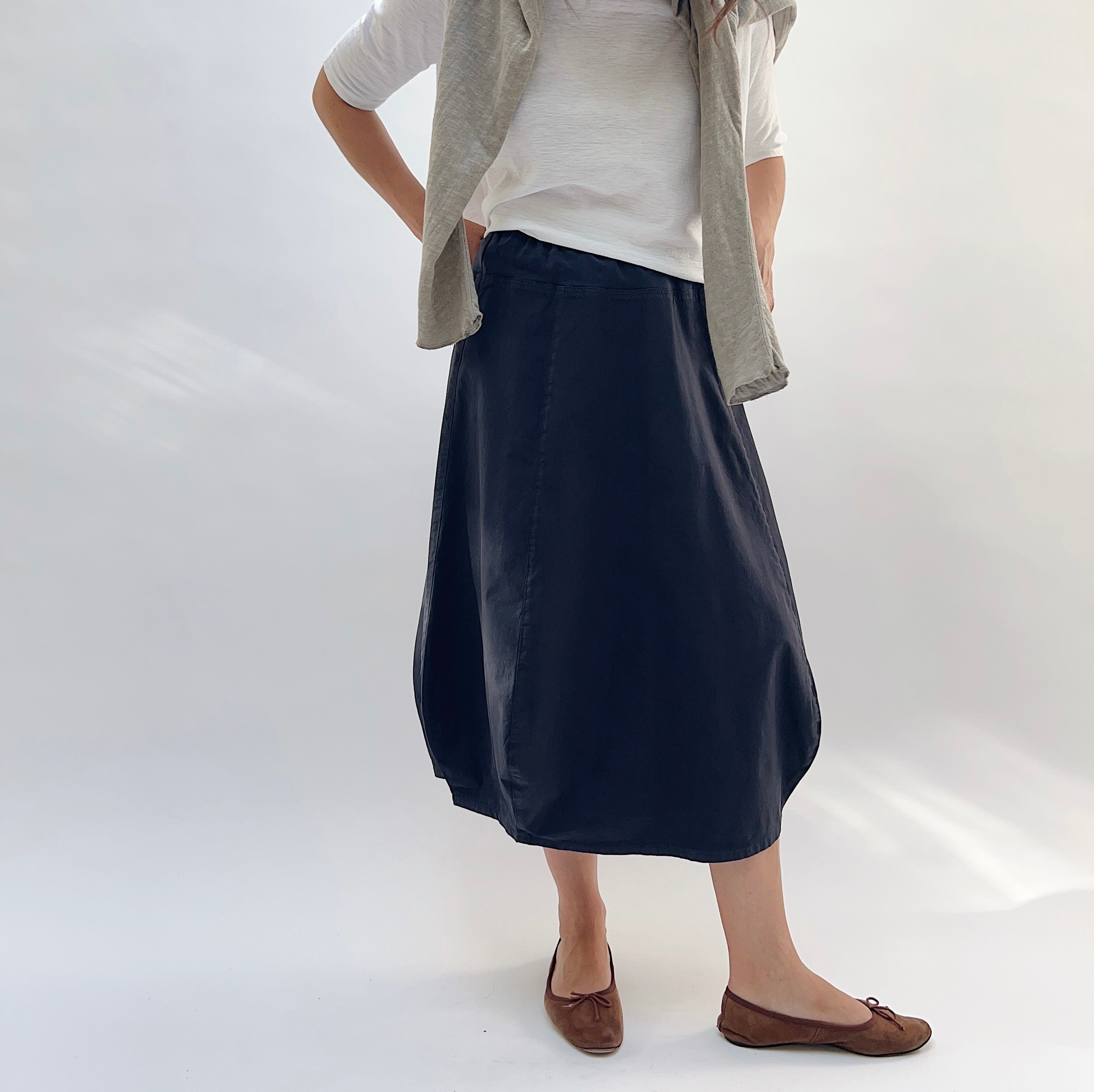 Rib Yoke Skirt in Black Pearl – Dotter