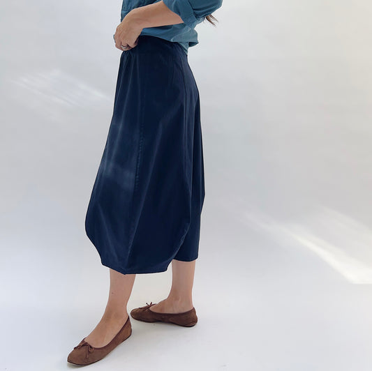 Rib Yoke Skirt in Indigo