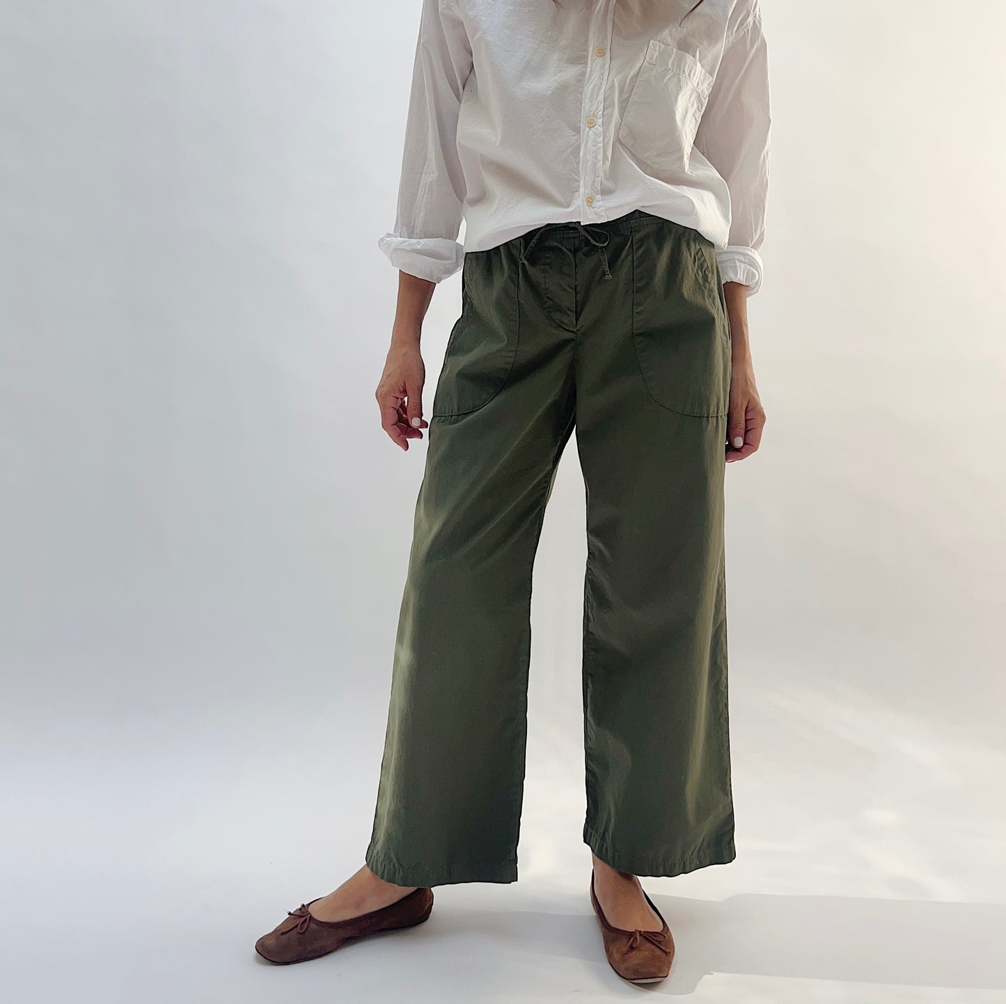 Poplin Sailor Pant in Army Green