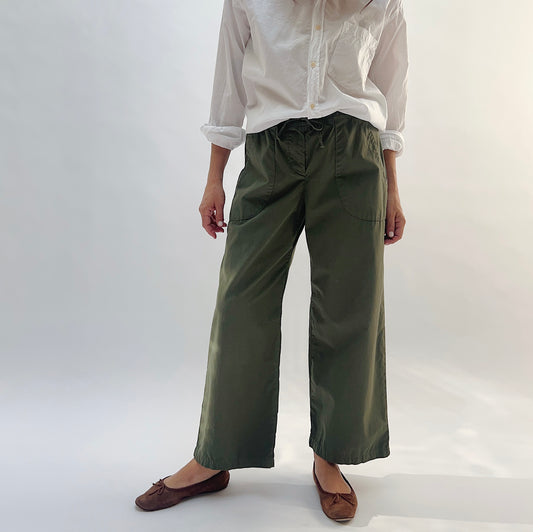 Poplin Sailor Pant in Army Green