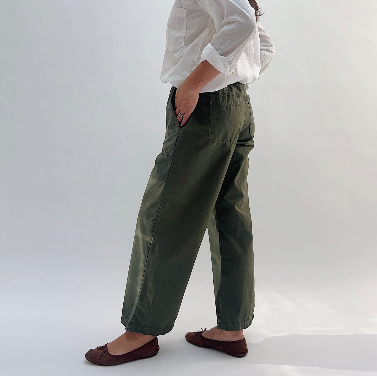 Poplin Sailor Pant in Army Green