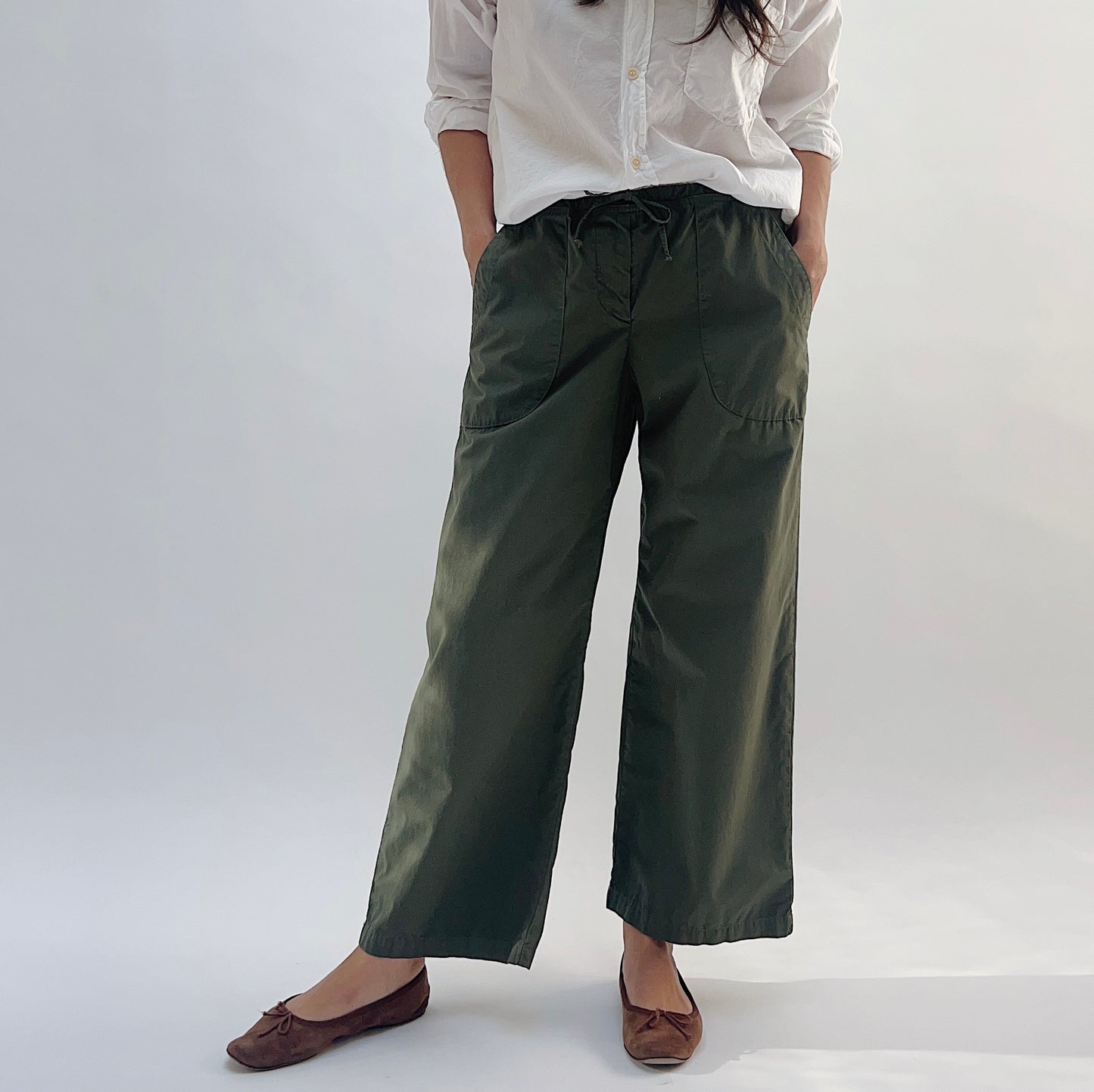 Poplin Sailor Pant in Army Green