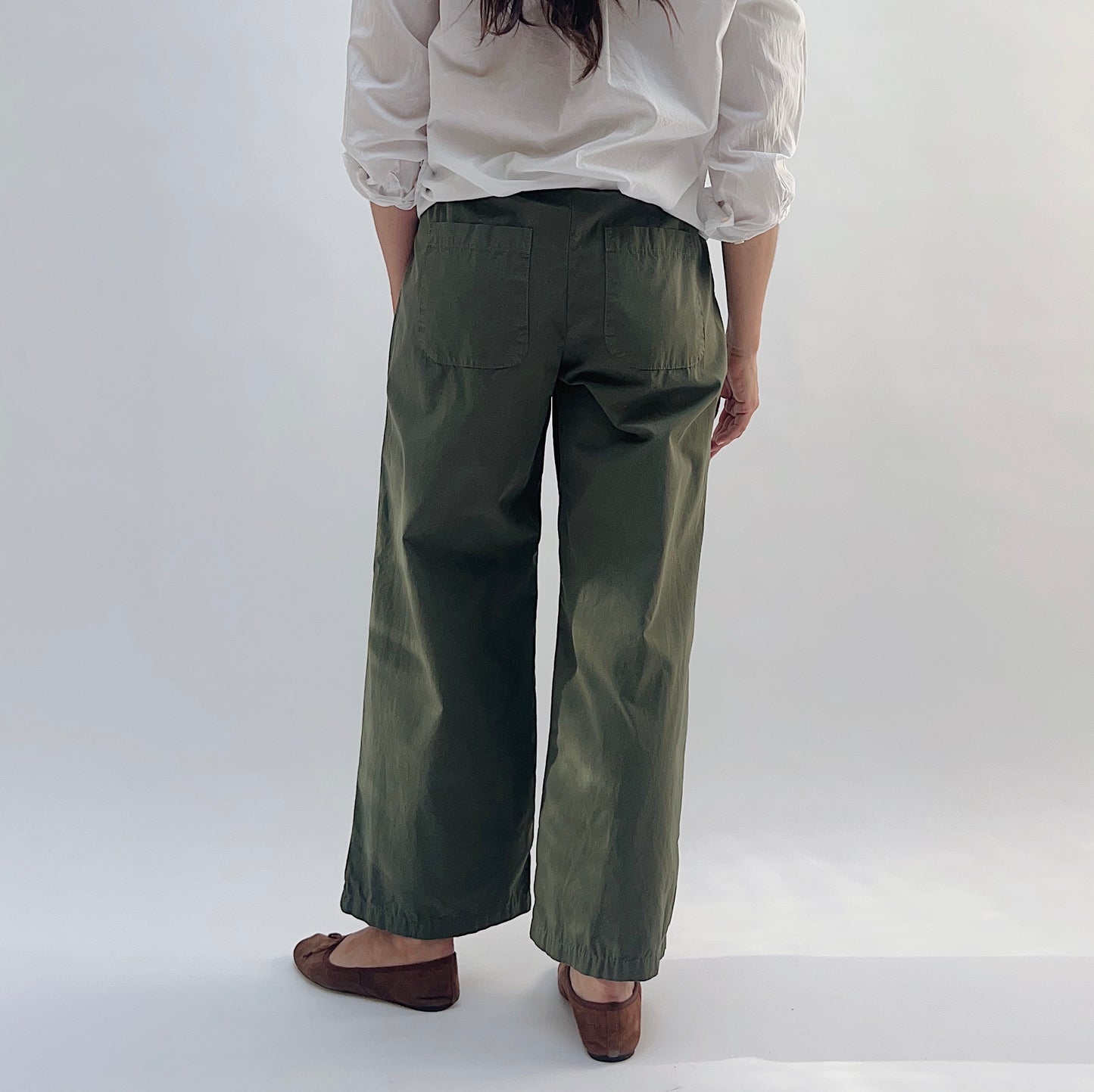 Poplin Sailor Pant in Army Green