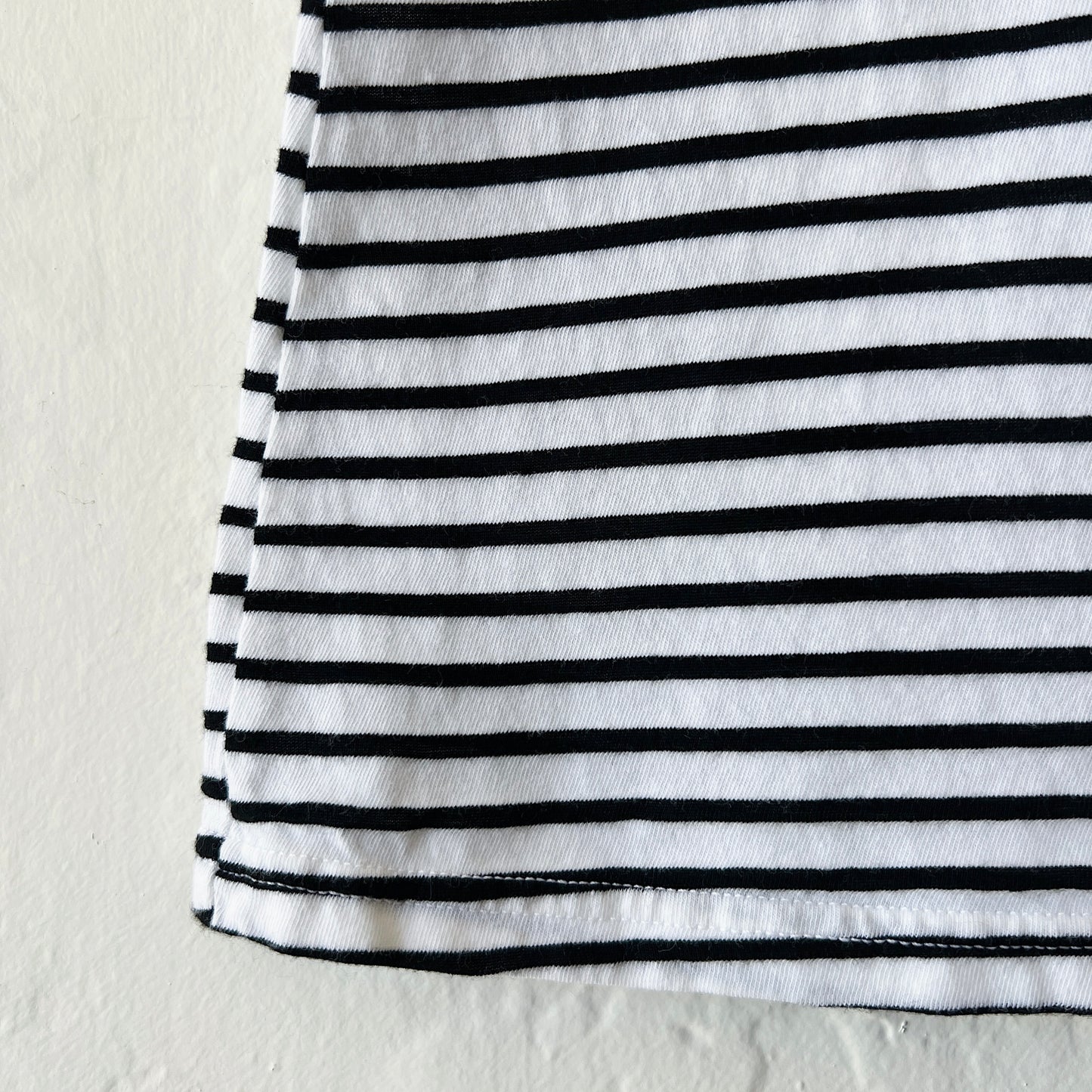 3/4 Sleeve Boatneck Tee Shirt in White Stripes