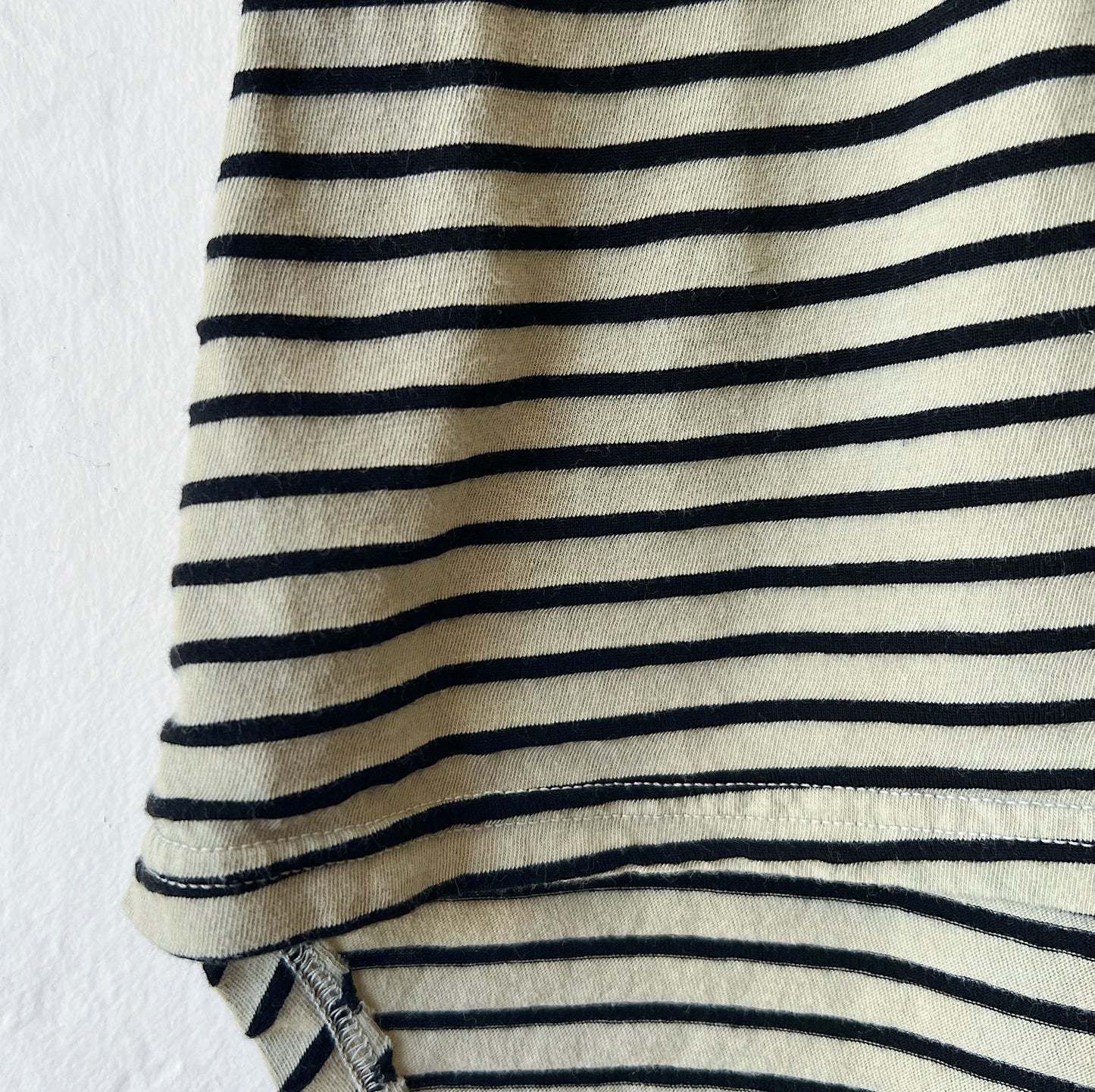 High Low Long Sleeve Shirt in Balsam Green Stripes