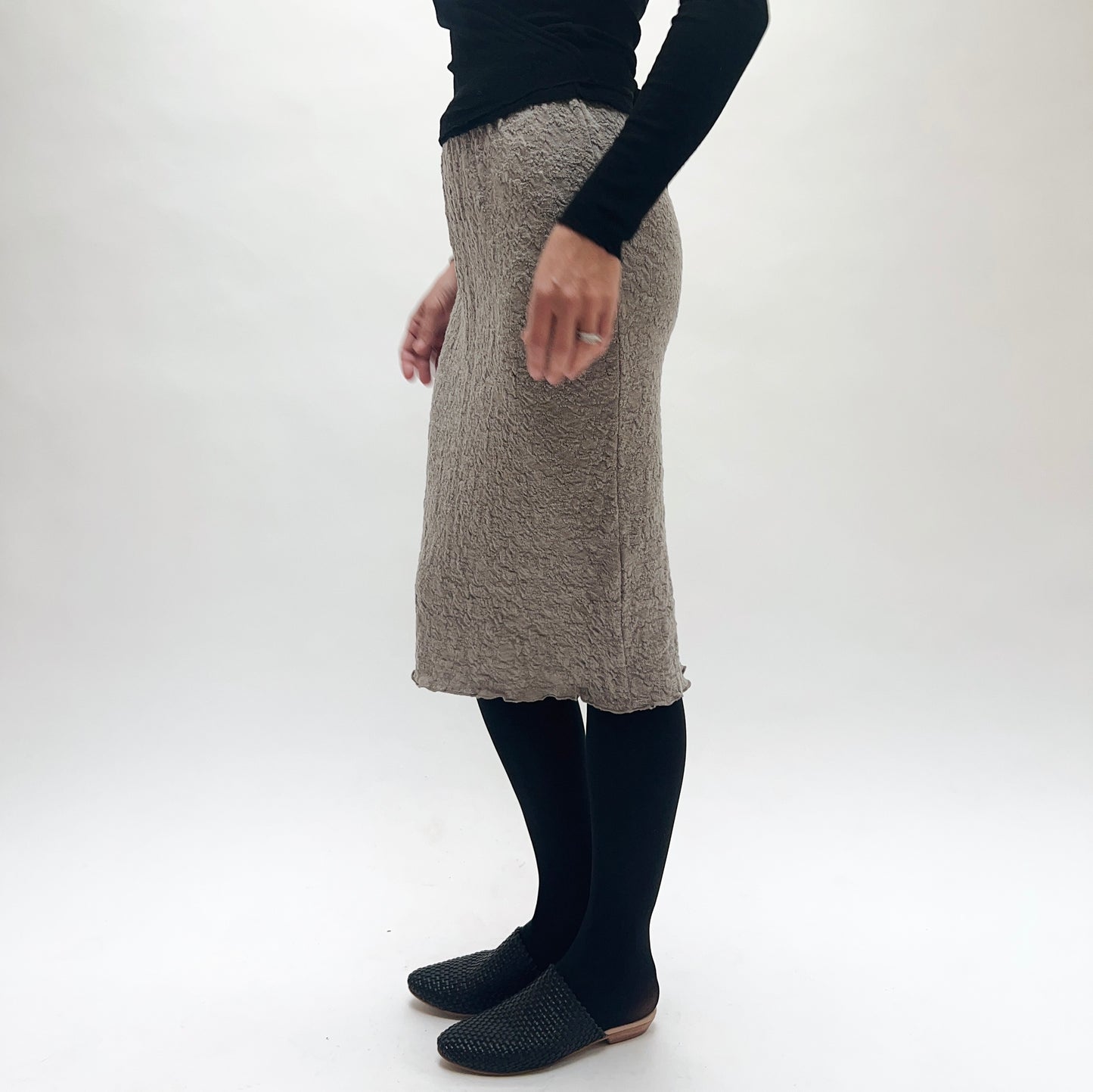 Merino Bubble Wool Skirt in Elephant Melange